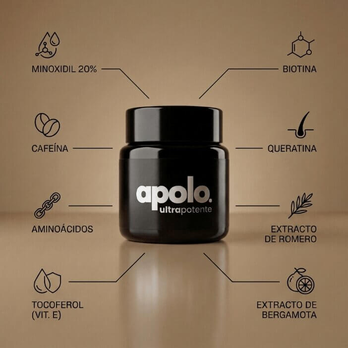 Apolo Ultra Potente — Estimulante de Barba con Minoxidil 20%